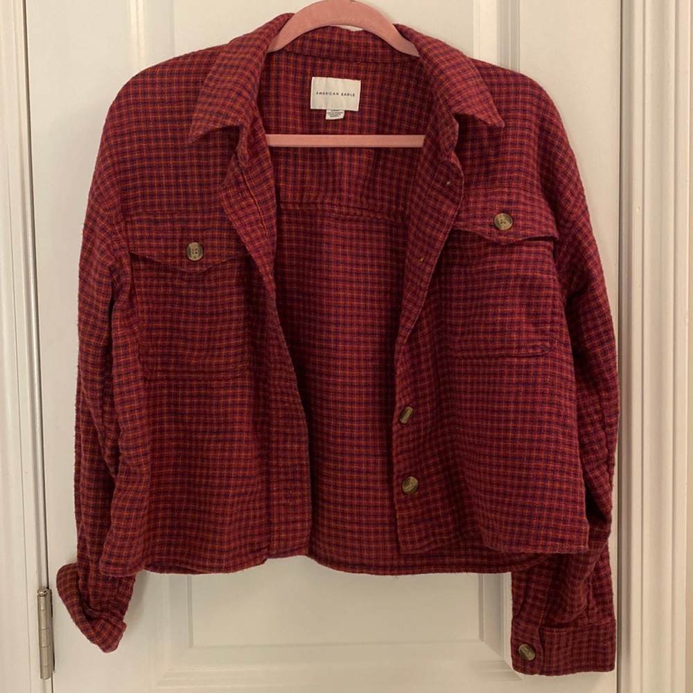 American Eagle Cropped Flannel - Womens Small